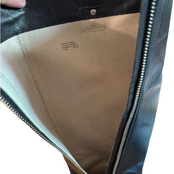Michael Kors 7.5 Tall Leather Riding Boots $299 Knee High Charm Logo Flat Black - Picture 10 of 10